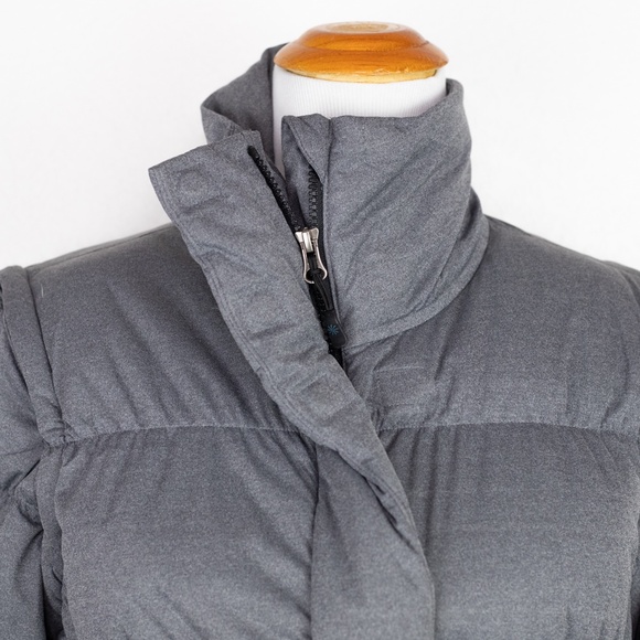 Athleta Limber Down Convertible Puffer Jacket Vest Gray Goose Down Size M - Picture 11 of 14
